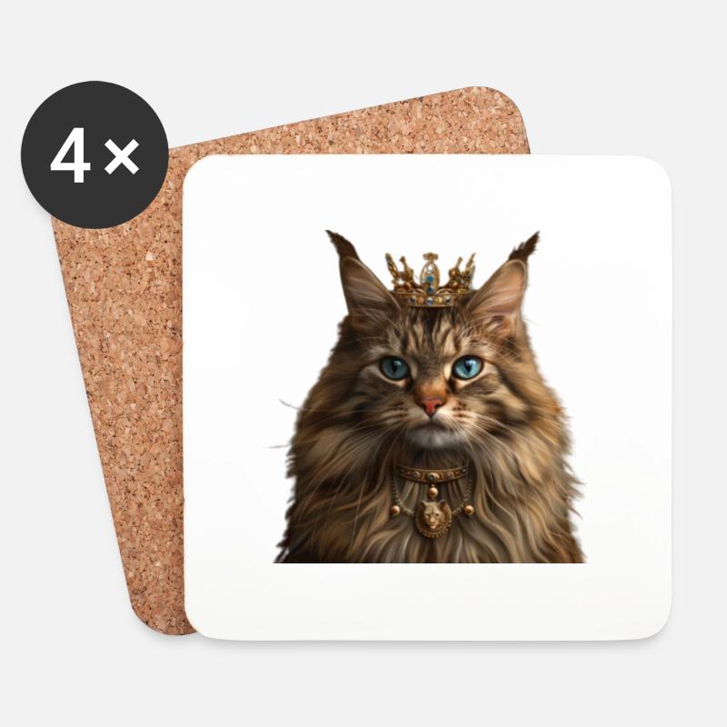 Majestätisches Katzenregent - Untersetzer (4er-Set) - Weiß