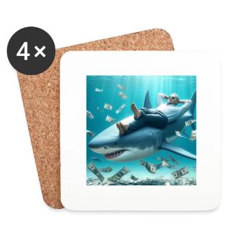 Automatisches Verdienen - Shark 2 Produkt - Untersetzer (4er-Set) - Weiß - Vorne