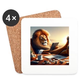 Gain automatique - Lion 2 - Dessous de verre (lot de 4) - blanc - Devant
