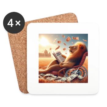 Gain automatique - Lion 1 - Dessous de verre (lot de 4) - blanc - Devant