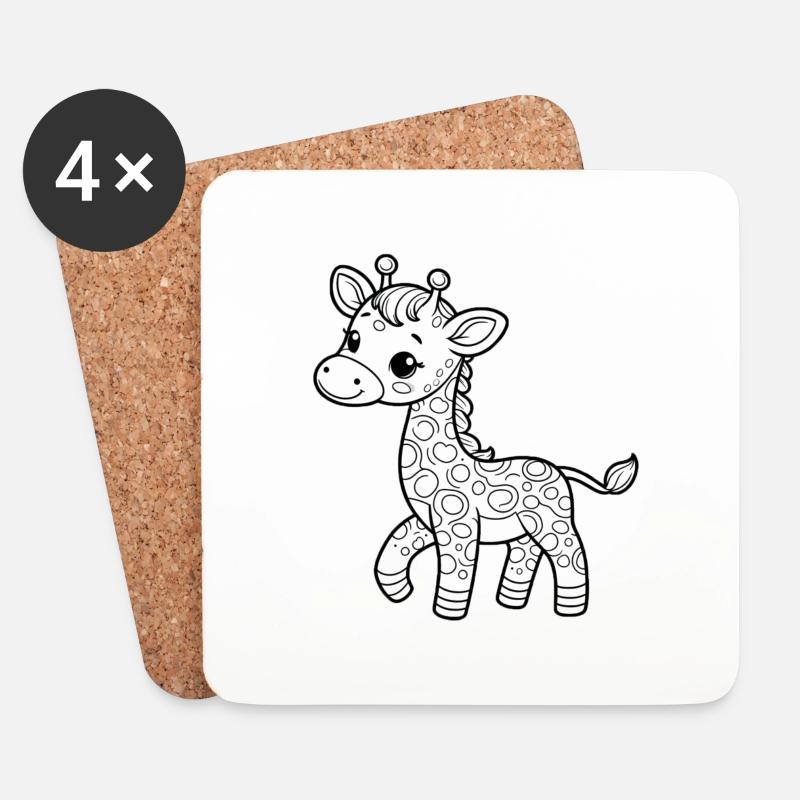 Giraffe - Untersetzer (4er-Set) - Weiß