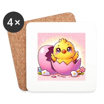 Sweet chick hatches from a purple egg - Coasters (set of 4) - white - Front