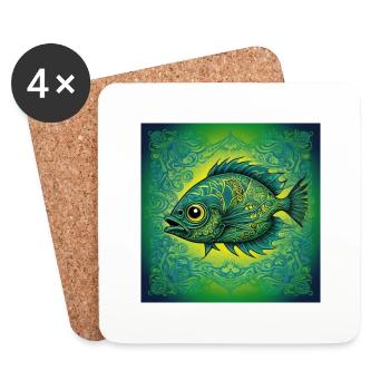 Des poissons uniques - Dessous de verre (lot de 4) - blanc - Devant