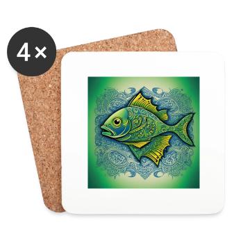 Sternzeichen Fisch - Untersetzer (4er-Set) - Weiß - Vorne