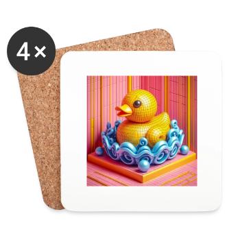 Canard baignant dans un monde fantastique Hyperréalisme - Dessous de verre (lot de 4) - blanc - Devant