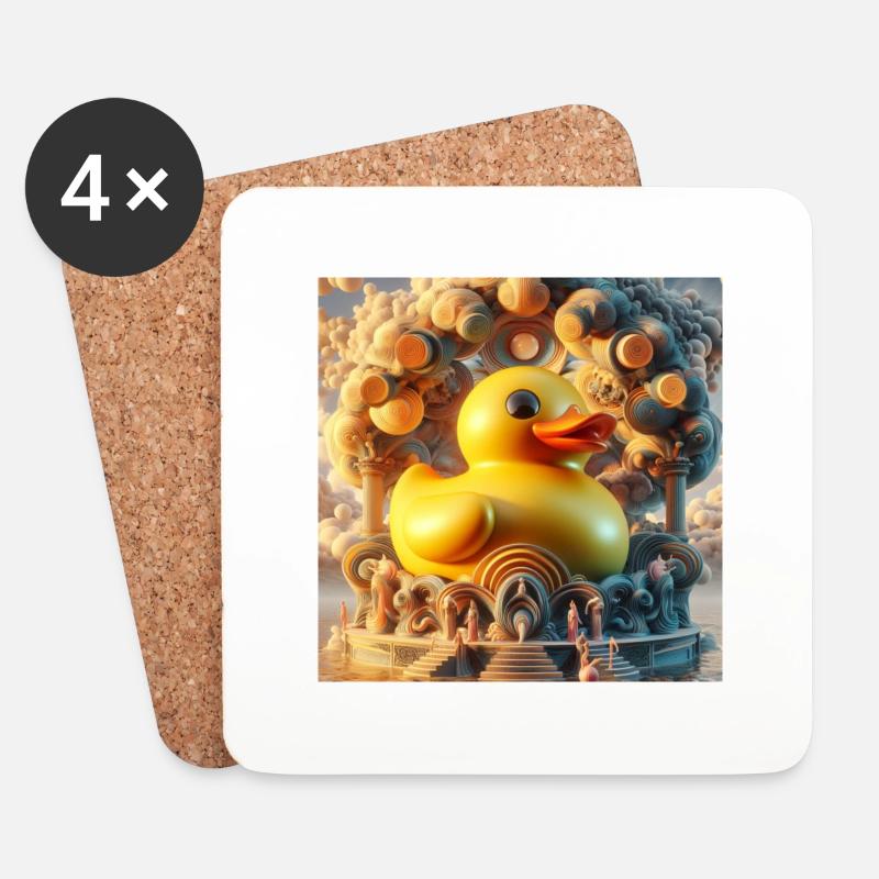 Bade Ente in Delulu Hyperrealismus - Untersetzer (4er-Set) - Weiß