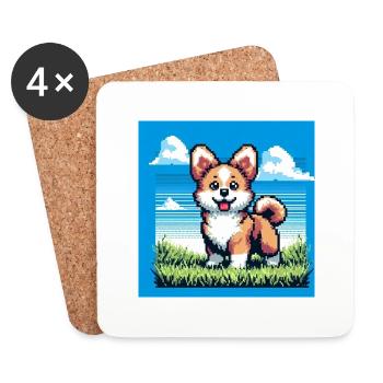 Lustiger Hund - Untersetzer (4er-Set) - Weiß - Vorne