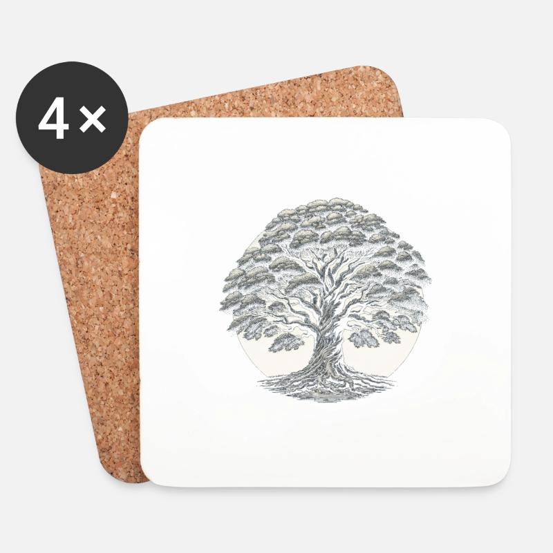 Ewiger Baum der Weisheit - Untersetzer (4er-Set) - Weiß