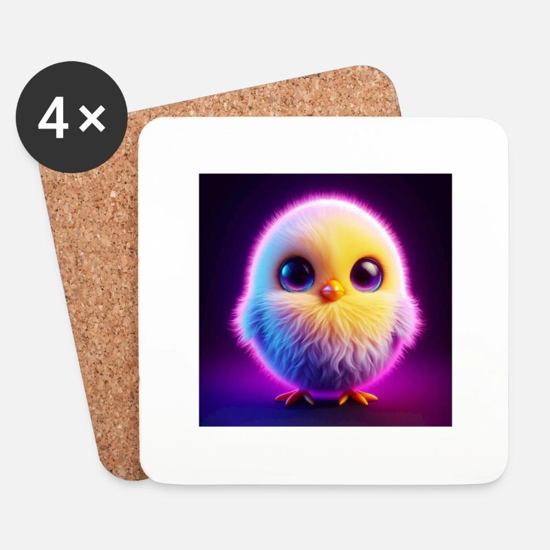 Küken 3D Hyperrealismus Pastellfarben - Untersetzer (4er-Set) - Weiß