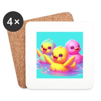 Rubber ducks in 3D hyperrealism and pastel - Coasters (set of 4) - white - Front
