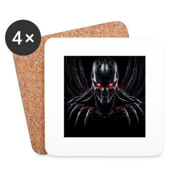 Cyborg avec des griffes et des yeux rouges sur HG foncé - Dessous de verre (lot de 4) - blanc - Devant