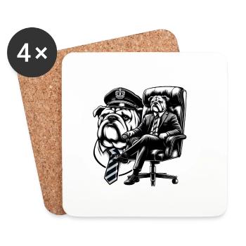 Bulldogge als Chef - Untersetzer (4er-Set) - Weiß - Vorne