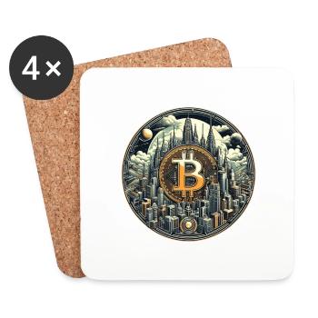 Bitcoin Metropolis - Untersetzer (4er-Set) - Weiß - Vorne