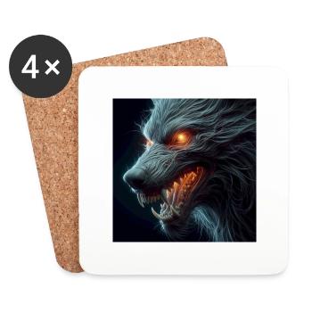 Wolf unheimlich gefährlich Hyperrealismus 3 D - Untersetzer (4er-Set) - Weiß - Vorne