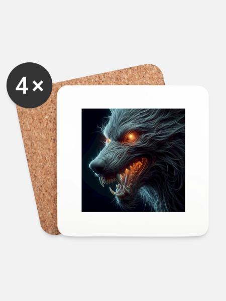 Wolf unheimlich gefährlich Hyperrealismus 3 D - Untersetzer (4er-Set) - Weiß