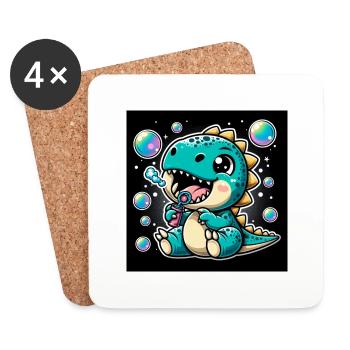Dino with soap bubbles in space - Coasters (set of 4) - white - Front