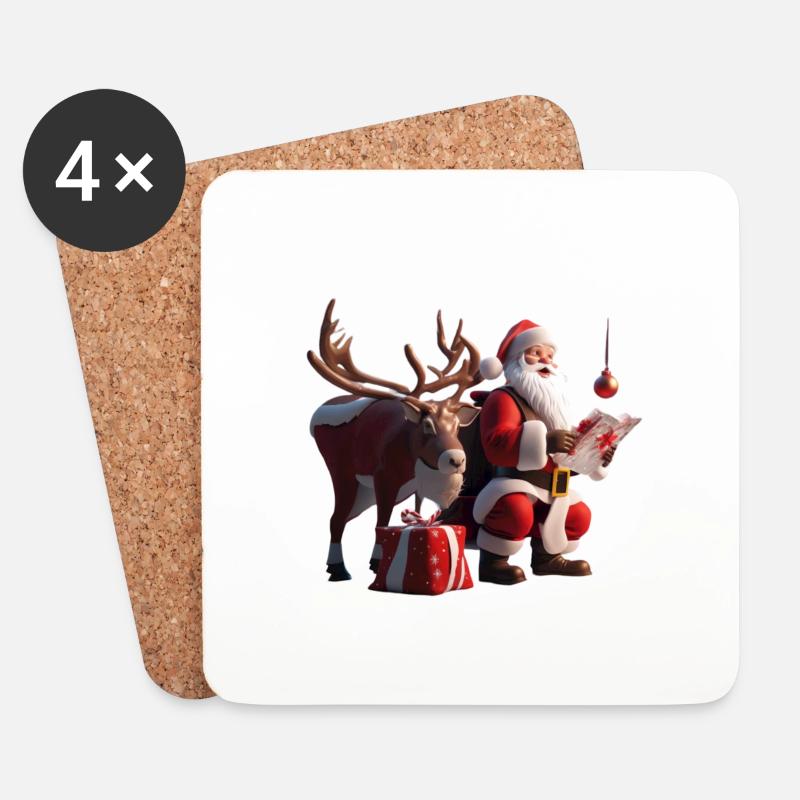 Weihnachten 1 - Untersetzer (4er-Set) - Weiß