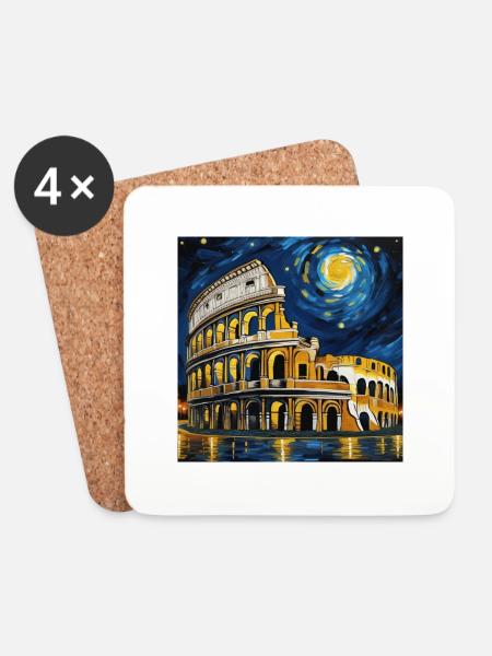 Van-Gogh-Stil - Untersetzer (4er-Set) - Weiß