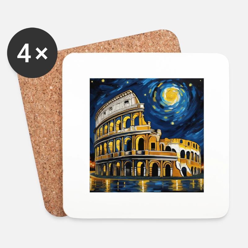 Van-Gogh-Stil - Untersetzer (4er-Set) - Weiß