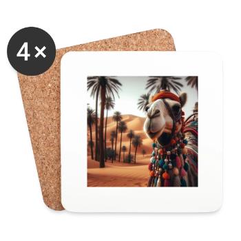 true camel in a desert A6 - Dessous de verre (lot de 4) - blanc - Devant