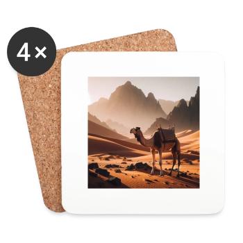 true camel in a desert A3 - Dessous de verre (lot de 4) - blanc - Devant