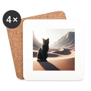 Eine echte Katze in der Wüste 4 - Untersetzer (4er-Set) - Weiß - Vorne