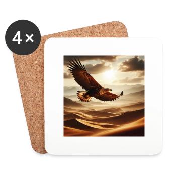 A majestic eagle soaring above the desert C - Coasters (set of 4) - white - Front