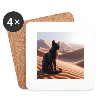 Eine echte Katze in der Wüste 1 - Untersetzer (4er-Set) - Weiß - Vorne