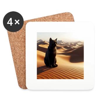 A true cat in a desert 3 - Dessous de verre (lot de 4) - blanc - Devant