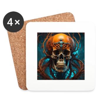 Skull Without Mercy - Discover Dark Designs - Coasters (set of 4) - white - Front