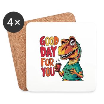Design shows cool dinosaur holding a coffee mug - Coasters (set of 4) - white - Front
