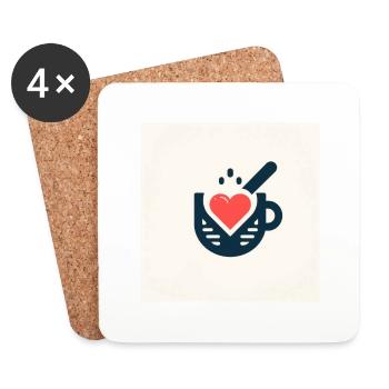 Ich liebe Kaffee - Untersetzer (4er-Set) - Weiß - Vorne