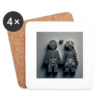 Couple hand in hand - Coasters (set of 4) - white - Front