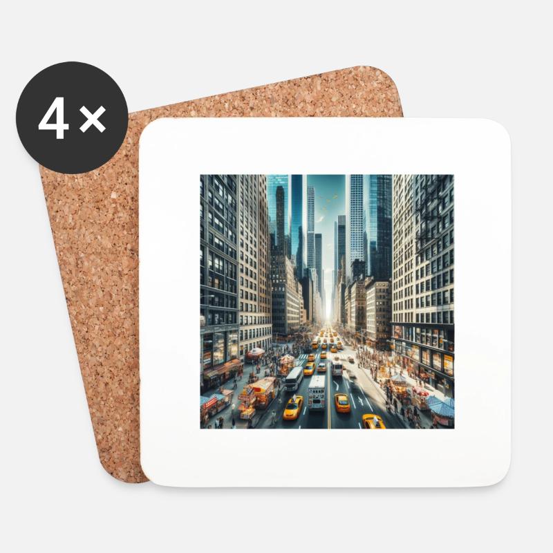 New Yorker Straße - Untersetzer (4er-Set) - Weiß