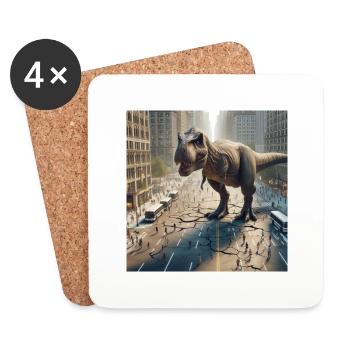 T-Rex - Untersetzer (4er-Set) - Weiß - Vorne