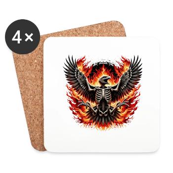 Aigle noir fait d’os et de feu - Dessous de verre (lot de 4) - blanc - Devant
