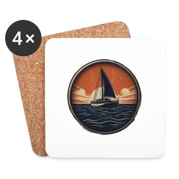 Sailing ship in the sunset - Coasters (set of 4) - white - Front