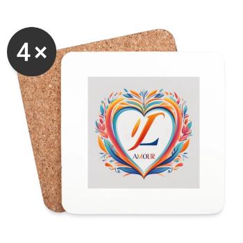 Heartful Fashion: Bunte Kleidungskollektion - Untersetzer (4er-Set) - Weiß - Vorne