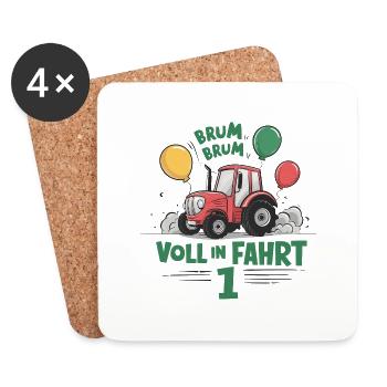 Cooler Traktor 1. Geburtstag: Bestseller Geschenk! - Untersetzer (4er-Set) - Weiß - Vorne