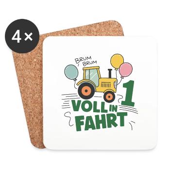 Cooler Traktor 1. Geburtstag: Bestseller Geschenk! - Untersetzer (4er-Set) - Weiß - Vorne