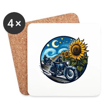 Wenn Van Gogh Motorrad fahren könnte - Untersetzer (4er-Set) - Weiß - Vorne