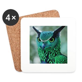 Chic Owl Fashion: Nature-inspired Clothing Design - Dessous de verre (lot de 4) - blanc - Devant