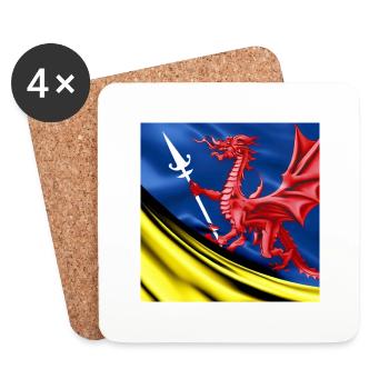 dragon flag spear - Coasters (set of 4) - white - Front