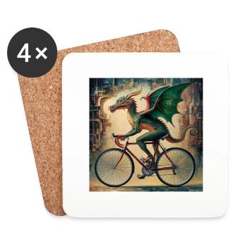 a surreal painting of mythical dragon - Coasters (set of 4) - white - Front