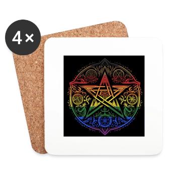 Magie queer : célébrer la diversité avec LGBTQ Pentag - Dessous de verre (lot de 4) - blanc - Devant