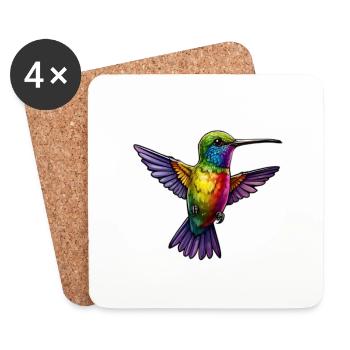 Rainbow Hummingbird - Coasters (set of 4) - white - Front