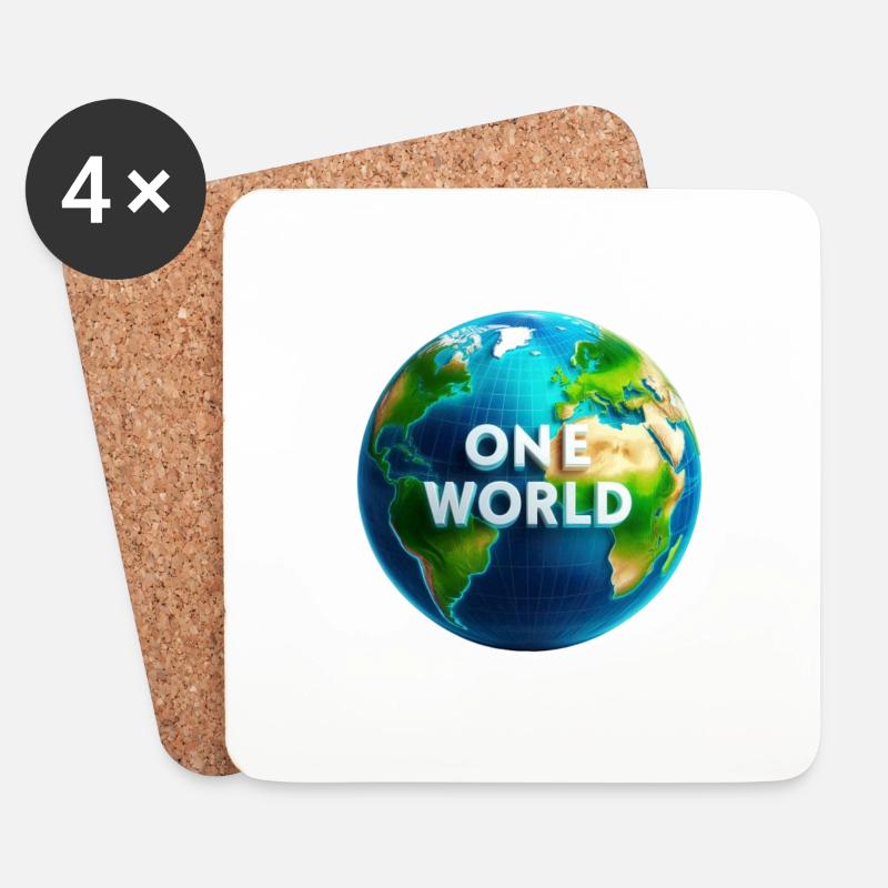 One World - Untersetzer (4er-Set) - Weiß