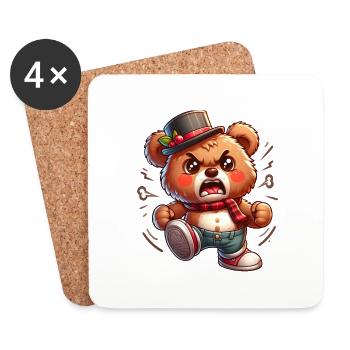 Angry Bear - Untersetzer (4er-Set) - Weiß - Vorne