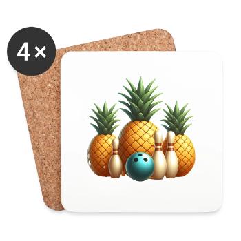 Bowling-Ananas 🎳🍍 - Urlaub im Bowling - Untersetzer (4er-Set) - Weiß - Vorne