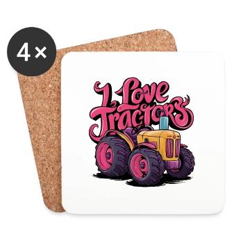 I love tractors cool tractor fat tires - Coasters (set of 4) - white - Front